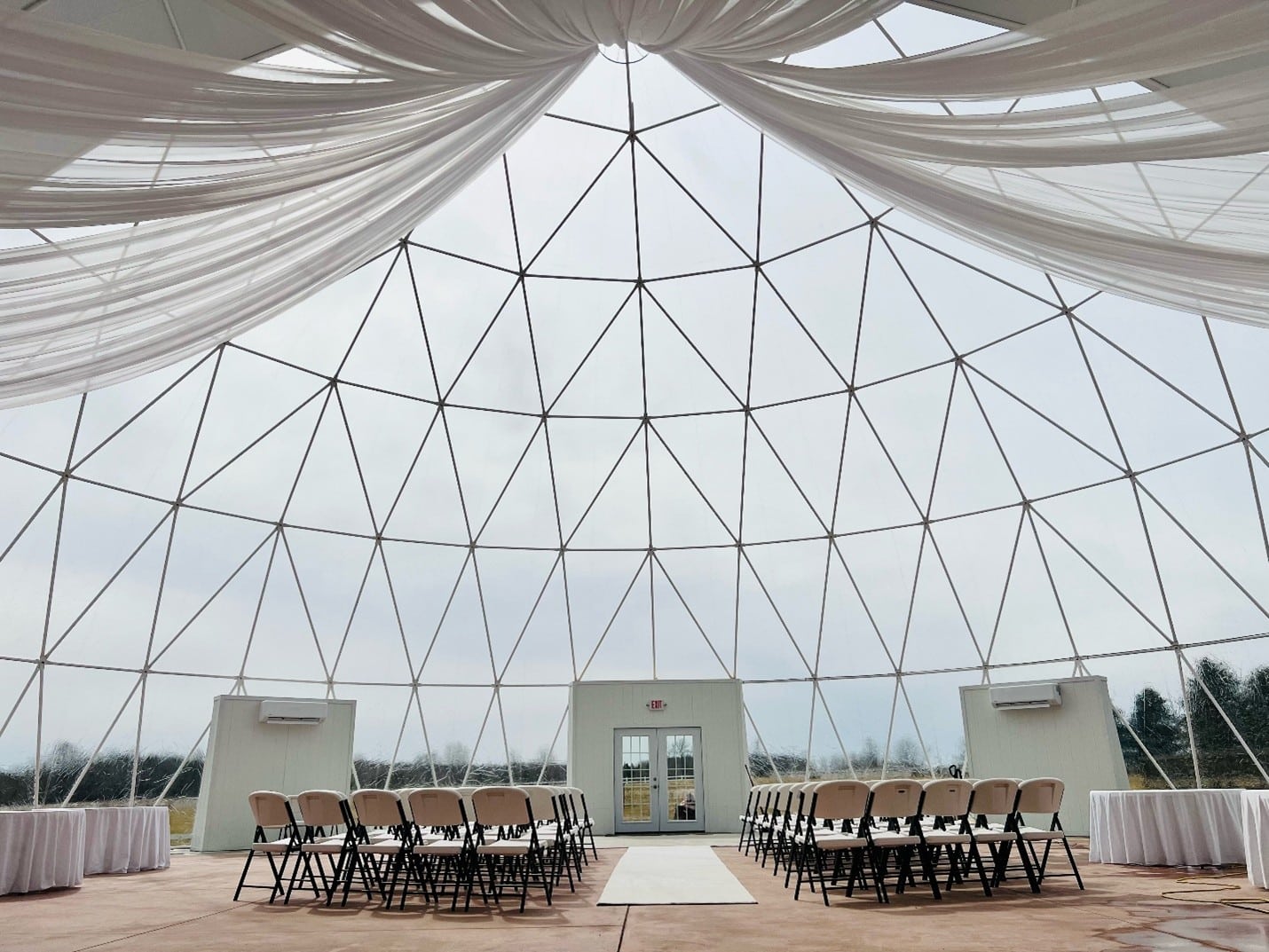 72 ft spherical geodesic dome wedding venue
